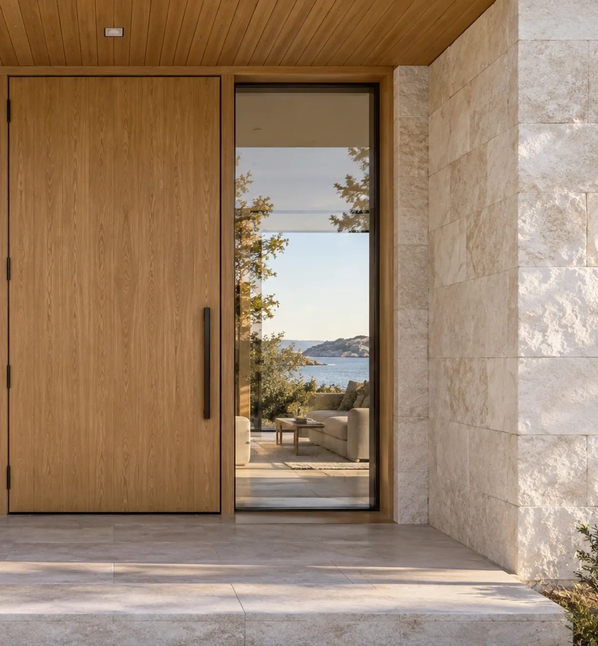 Sheltered entrance to a contemporary home