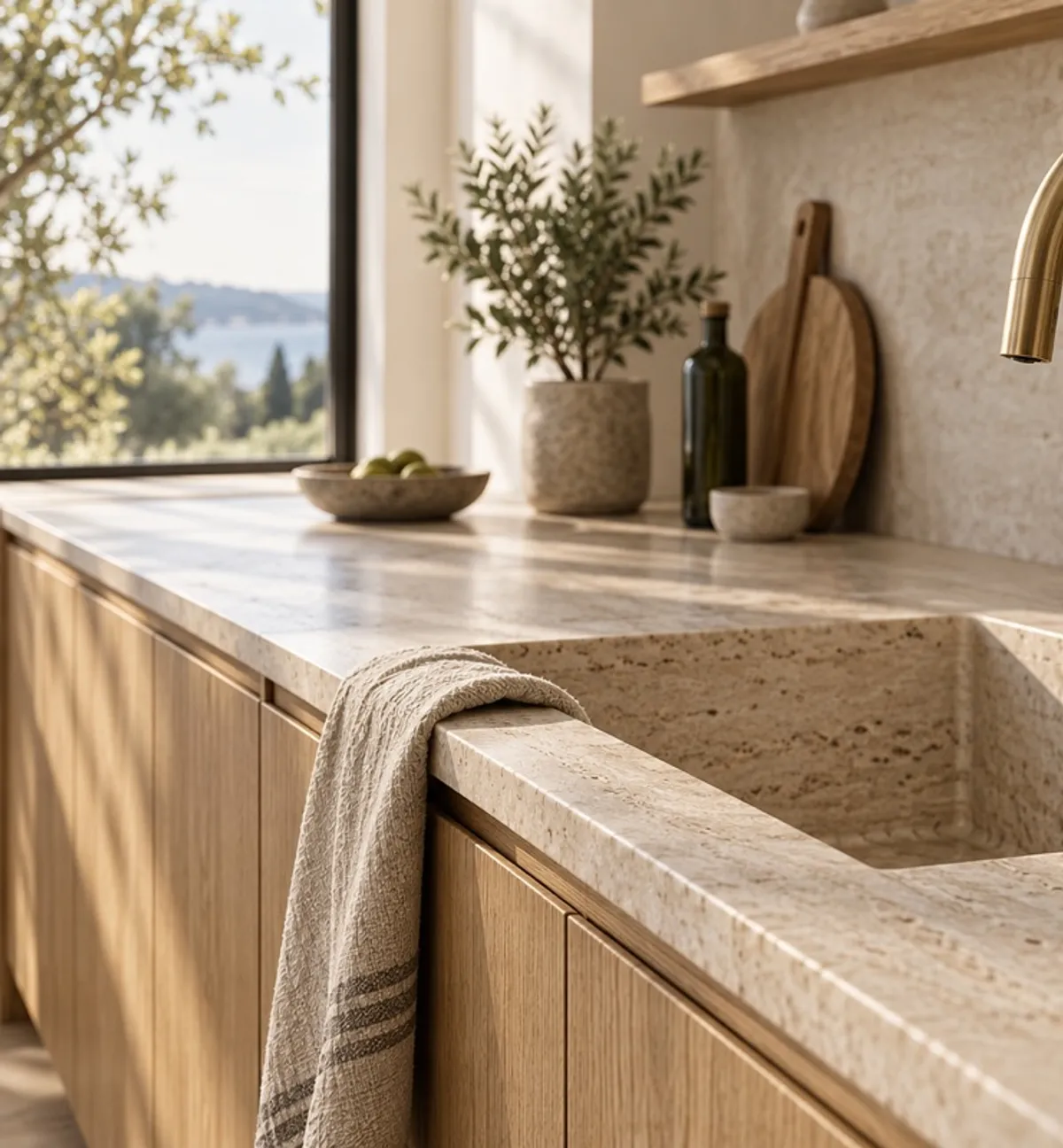 Light-filled residential kitchen with timber cabinetry