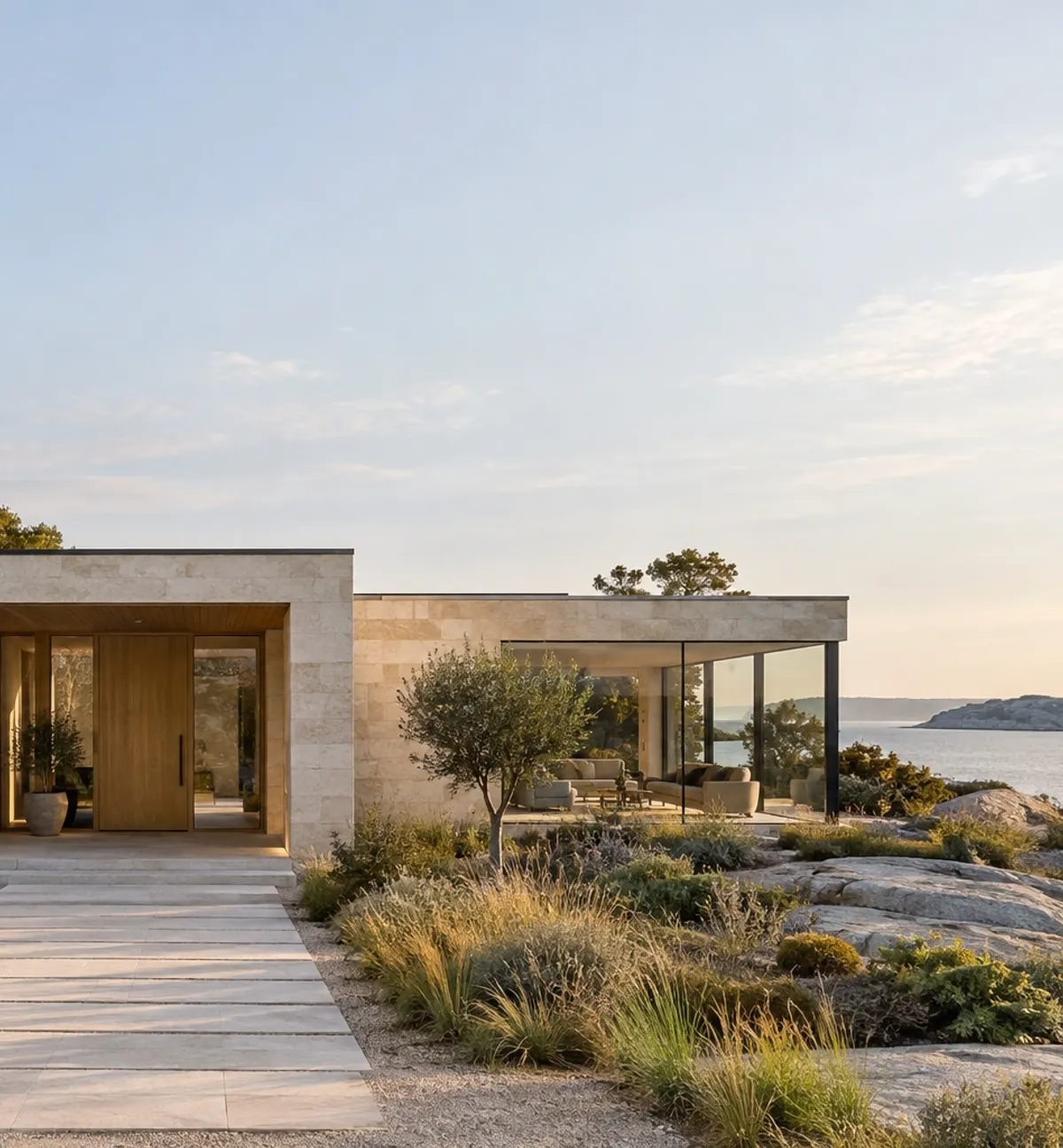 Modern home surrounded by a landscaped garden